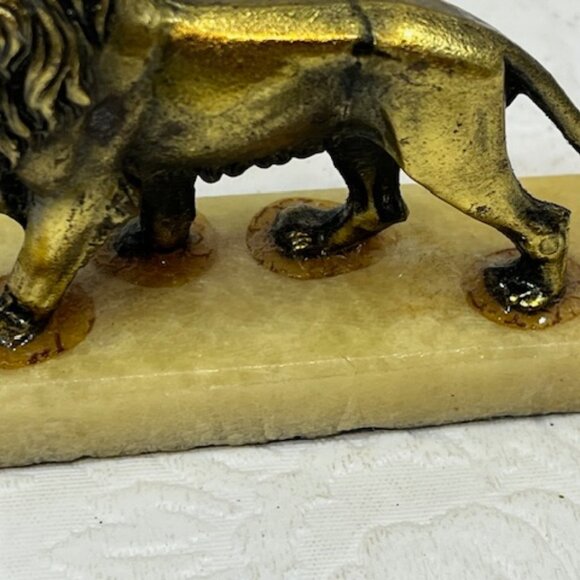 VTG Bronze LION Figurine Marble Base Small Paper Weight 3.5" - Picture 10 of 10